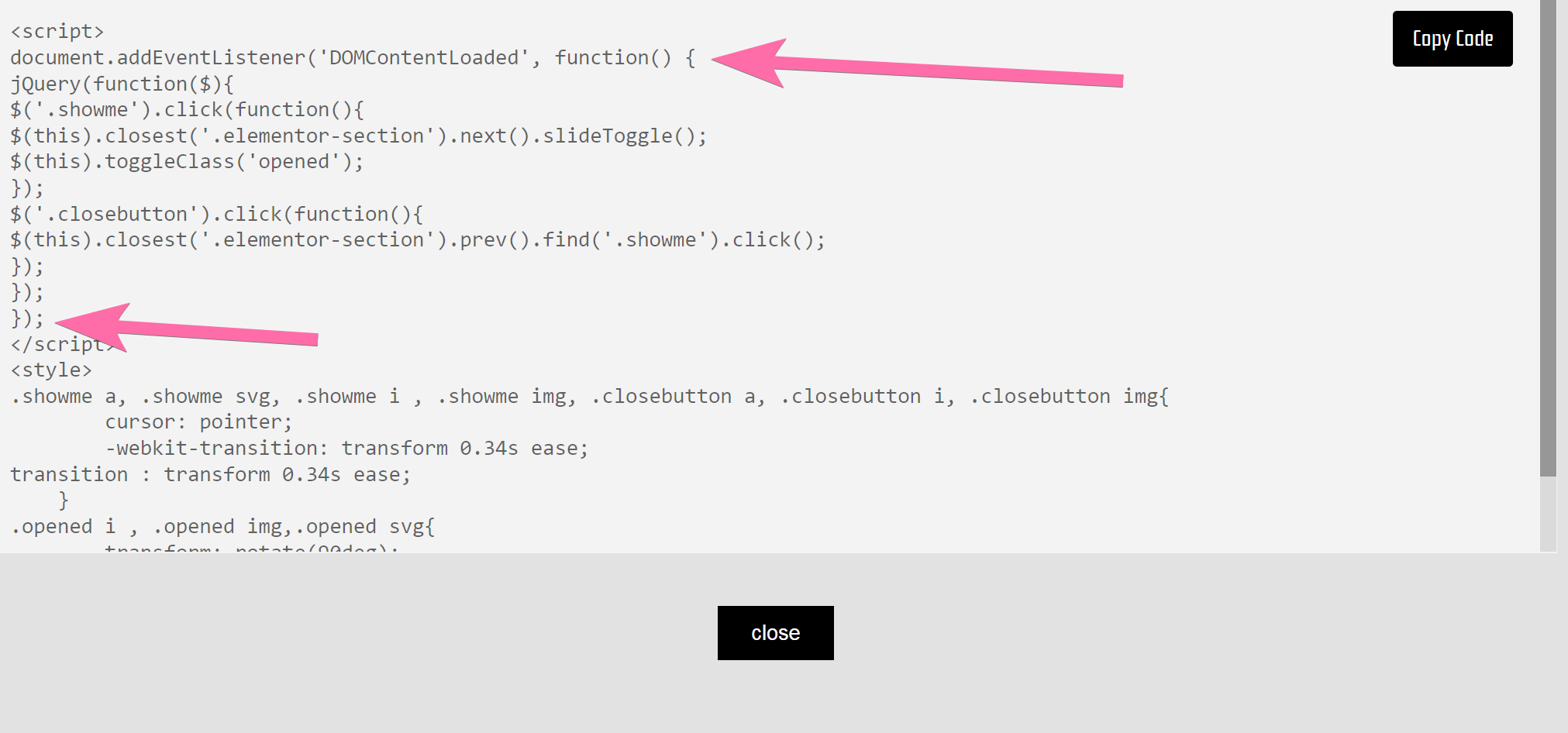 work in popup
